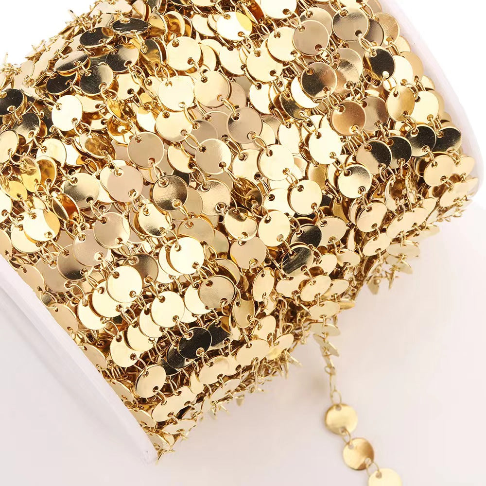 WG1026  Heart Star  Sun flower Coffee bean Round disk chain-Vacuum Plating Waterproof Stainless steel chain