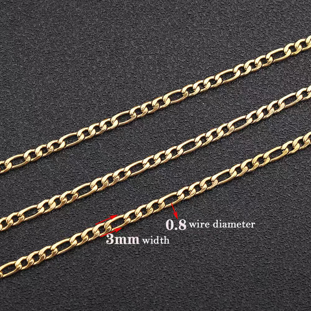 WG1017  3:1 NK figaro Chain-Vacuum Plating Waterproof Stainless steel diy chain