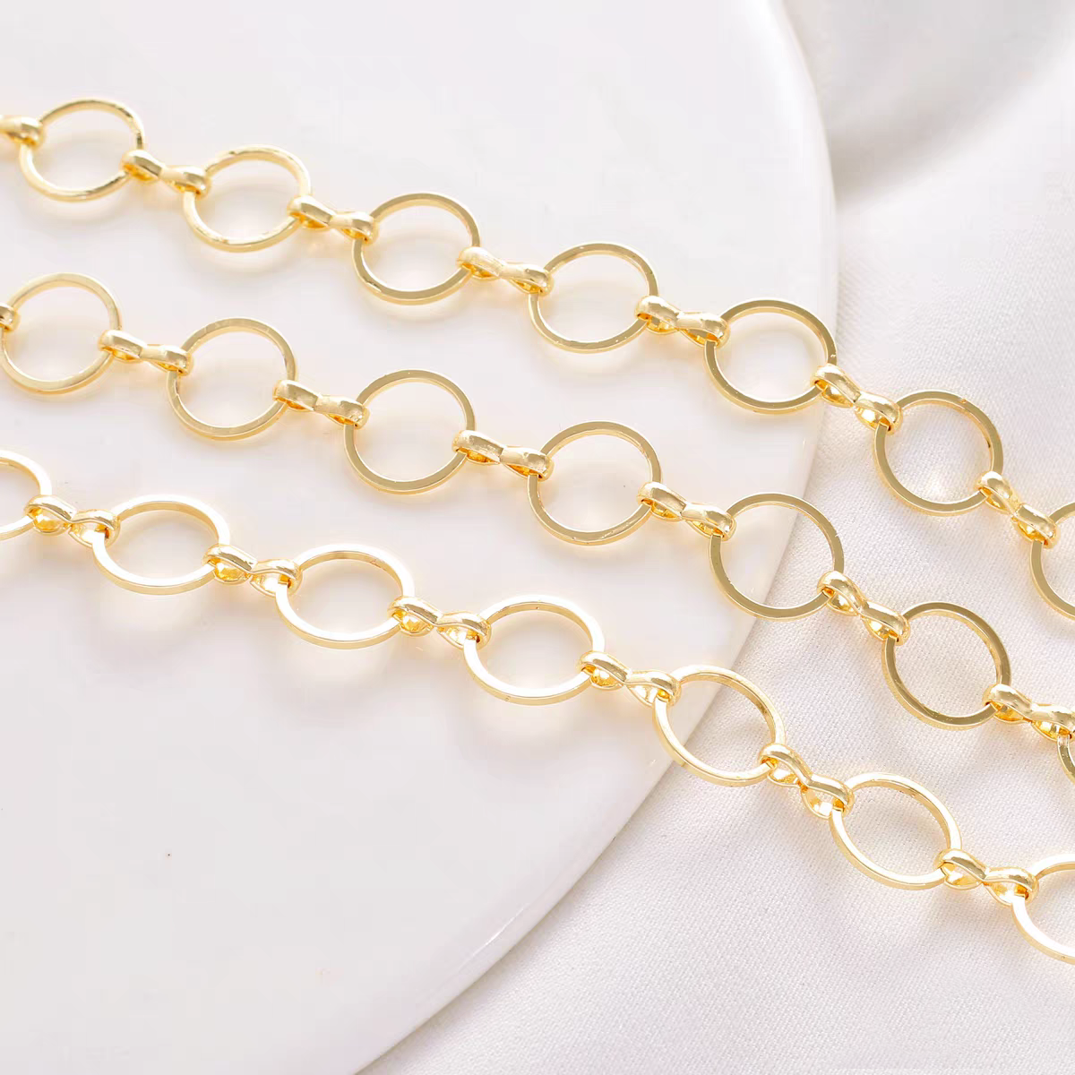 [WG1170] 14K O & cirecle Chain-Vacuum Plating Stainless Steel Bulk Chain for Jewelry DIY