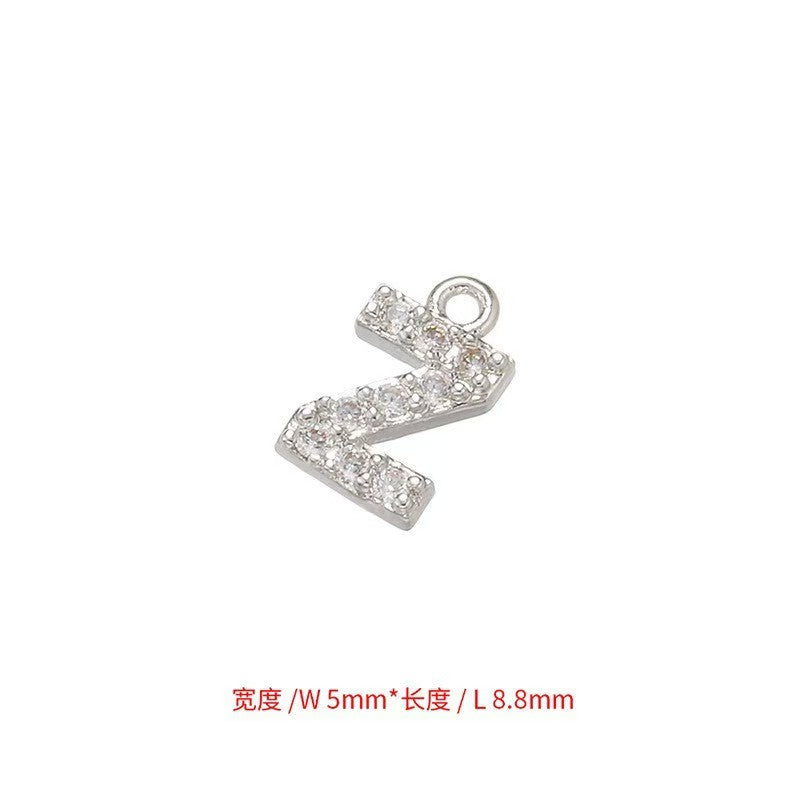 [WG1159] Letter spacer charm pendant with white zircon silver or gold for jewelry diy