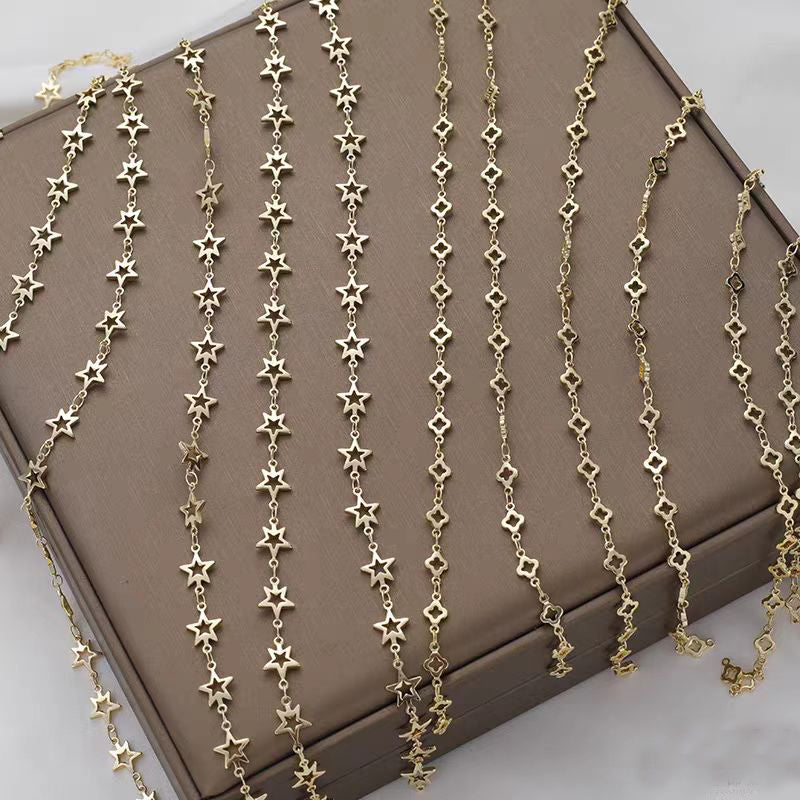 [WG1165] Star and Four leaves Clover Chain-Vacuum Plating Stainless Steel Bulk Chain for DIY