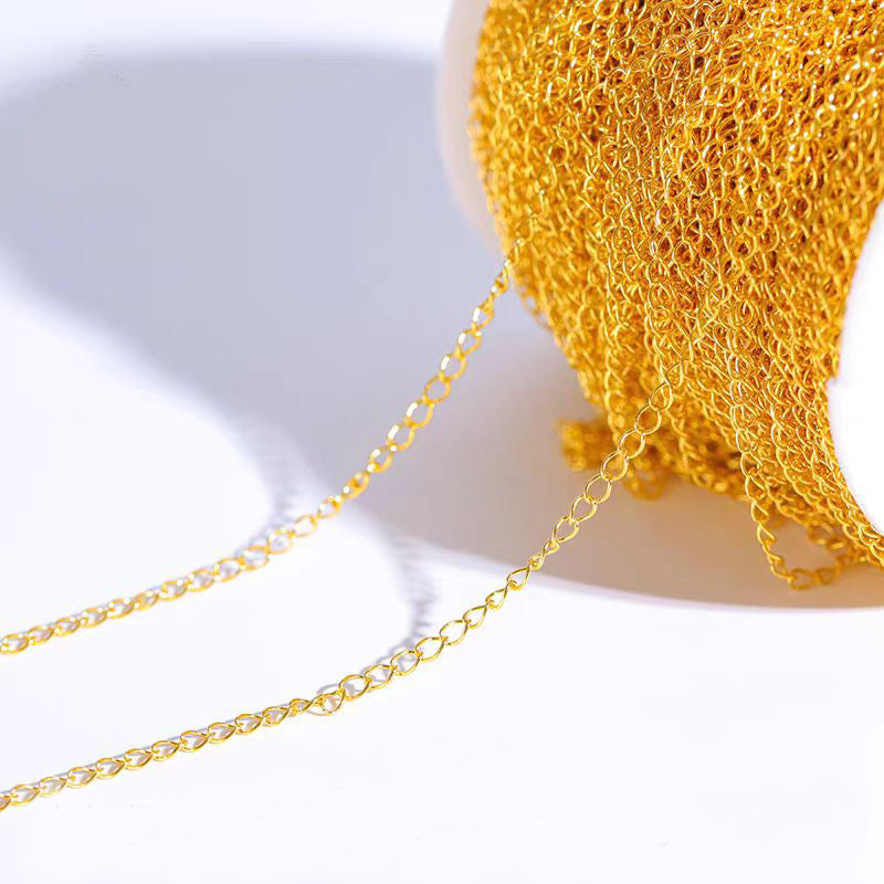 [WG1201] 1M 24K Gold Ponytail extensional Chain-2.4mm