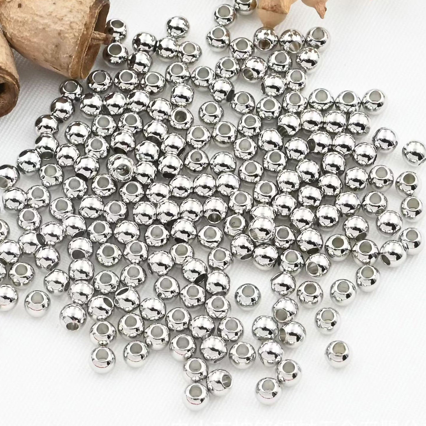 [WG1137] 100pcs/pack Round Spacer Beads-Vacuum Plating Waterproof Stainless steel beads