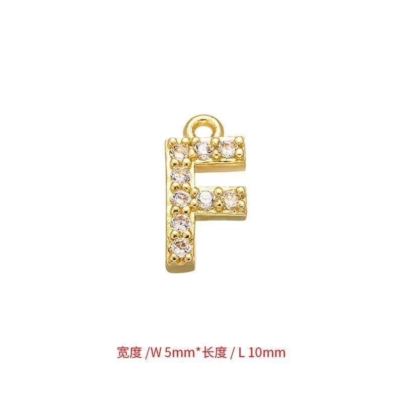 [WG1159] Letter spacer charm pendant with white zircon silver or gold for jewelry diy