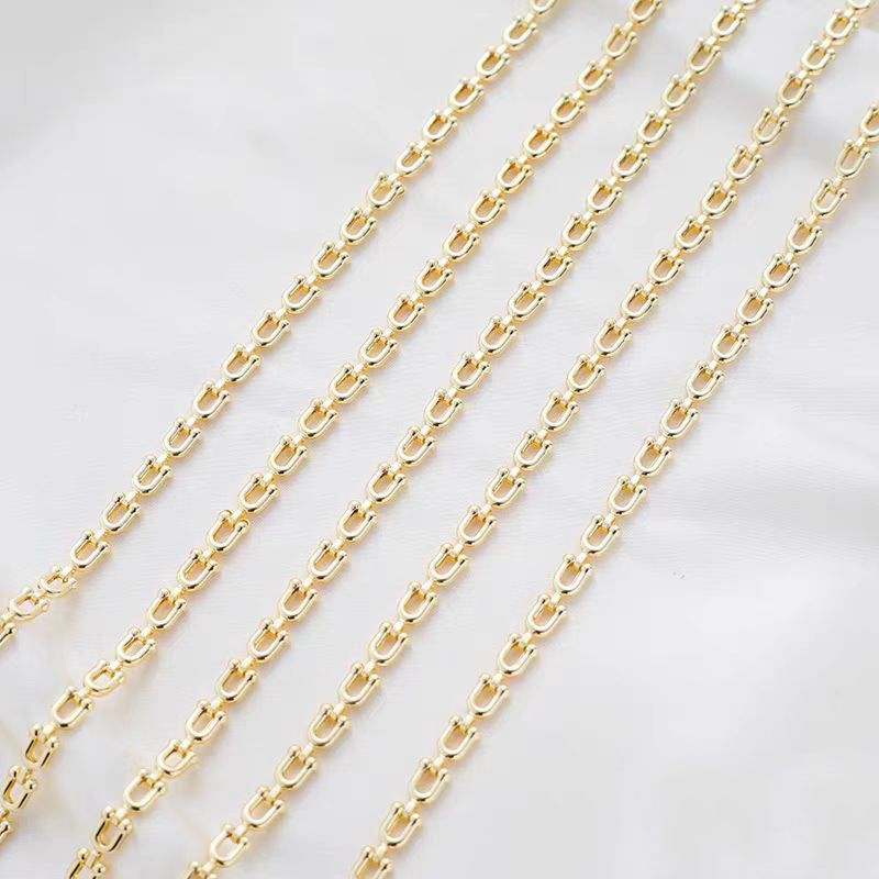 [WG1139] 1M 14k Gold Plated U style Chain-Vacuum Plating Waterproof Jewelry DIY Chain-