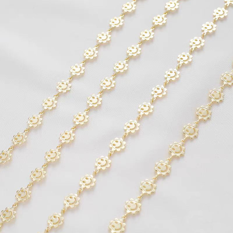 [WG1180] 1M smiley face sunflower  chain for jewelry diy
