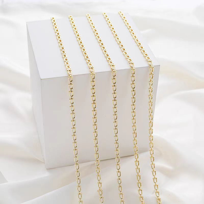 [WG1139] 1M 14k Gold Plated U style Chain-Vacuum Plating Waterproof Jewelry DIY Chain-