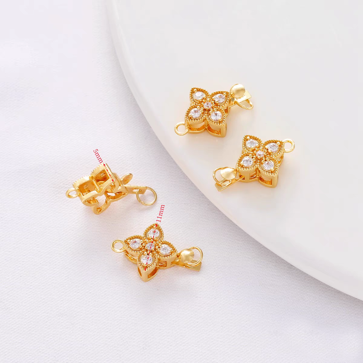 [WG1125] Four Leaves Clasp with sliver or gold color for jewelry diy