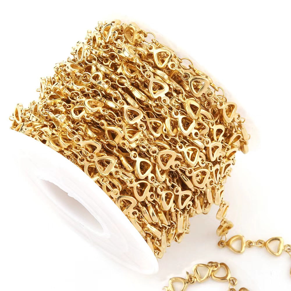 WG01002  Heart and Clover Stainless Steel Bulk  DIY Chain