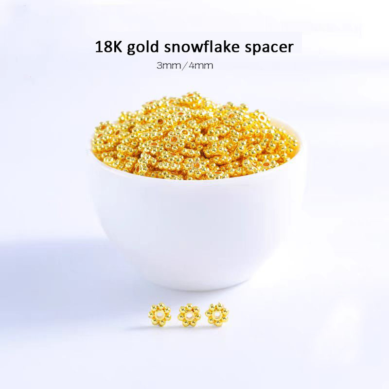 [WG1204] 10/100/500/1000pcs 18K gold snowflake spacer for Jewelry diy