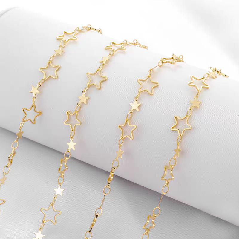 [WG1143] 1M  Star Chain with 14k gold plated-Vacuum Plating waterproof Jewelry DIY Chain