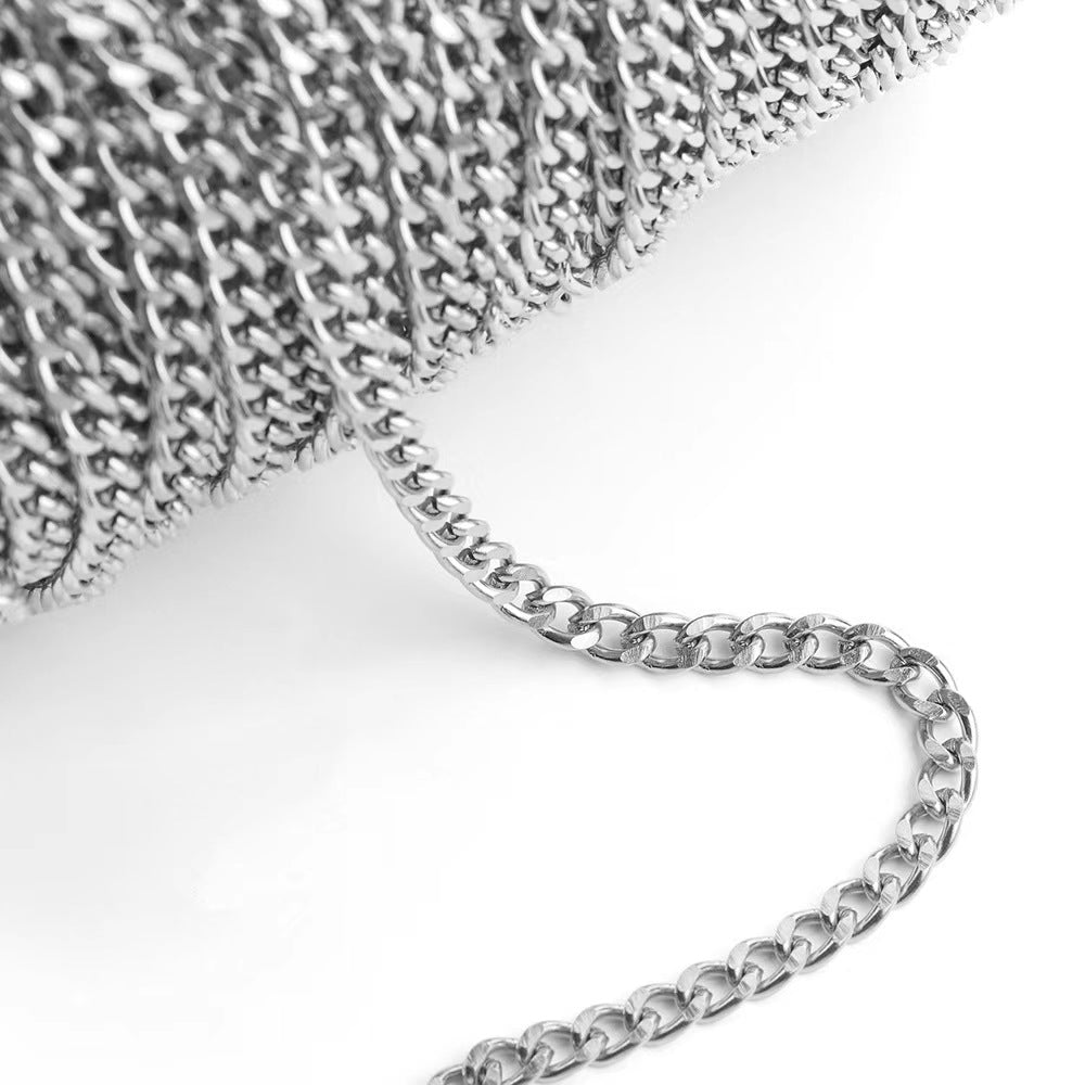 WG1019  Titanium steel Cuban chain- Vacuum Plating stainless steel diy chain