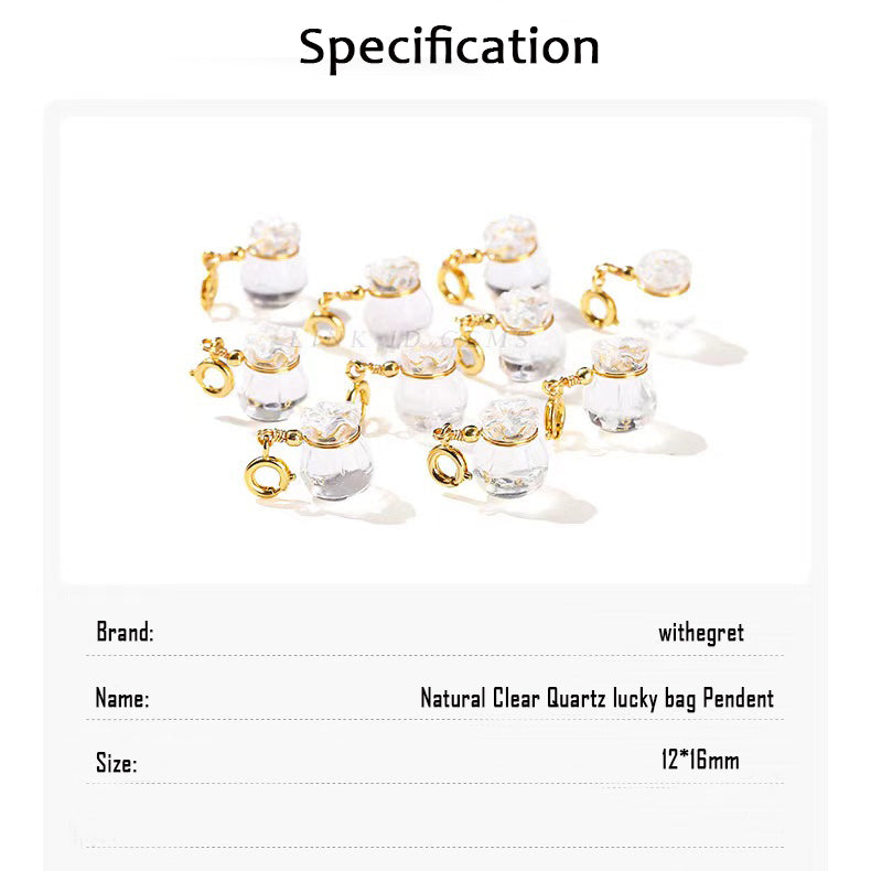 WG1074   Natural Clear Quartz Lucky Bag Pendant-Charms