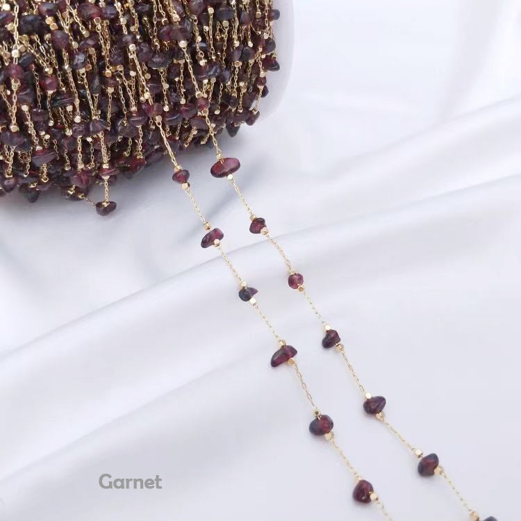 WG1004  Natural Crystal chips and 14K Gold plated Handmade diy Chain